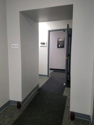 Interior entrance to our studio.  Two changing rooms are located to the right.