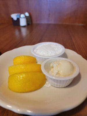 Lemons, Butter, powdered sugar