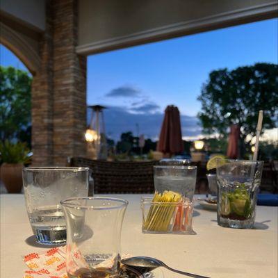 Beautiful outside seating at sunset