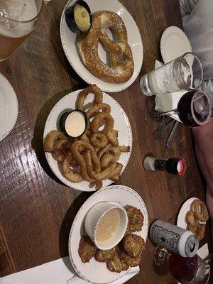 Onion Rings, Bavarian Soft Pretzel