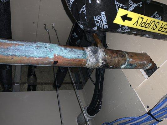 2 1/2 inch cold water feeder line leaking