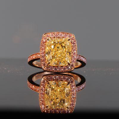 Five Carat Fancy Yellow Pink Lemonade™ Ring