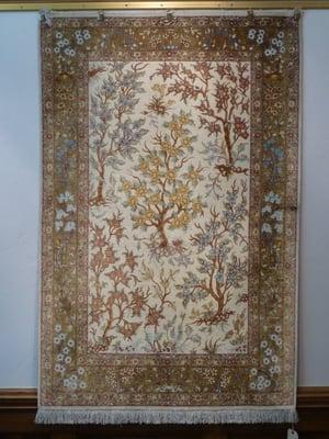 Hand-Made Persian Qum Tree of Life Design 100% Hand Spun Natural Silk Natural Dyes 750 KPSI Silk On Silk 5.0 x 3.4