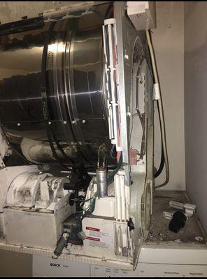 Replacing belt on Bosch dryer.