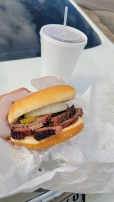 Sliced Brisket Sandwich. Great TX BBQ!!