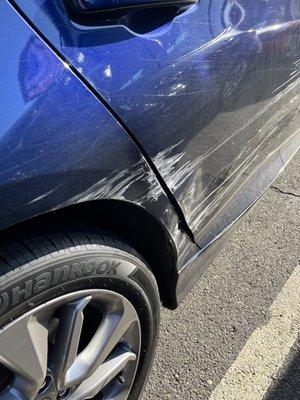 Damage caused by Schaller Honda when the employee smashed up my car. They have done nothing to help us!