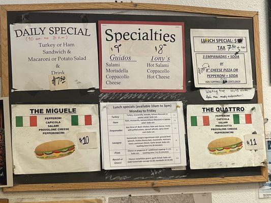 Specials & some more sandwiches!