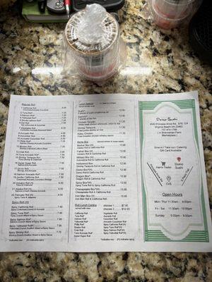 Back of Menu