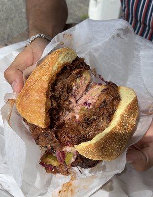 Pit boss: pulled pork sandwich