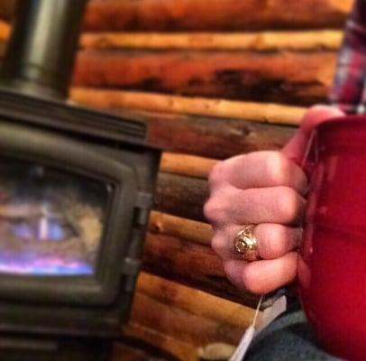 Me and my hot cocoa by the fireplace!