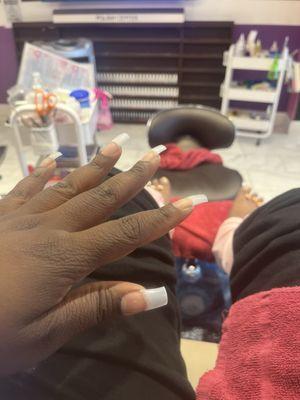 Getting pedicure while getting my nails prepped