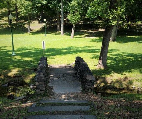 stairs down from the parking lot along Memorial Drive