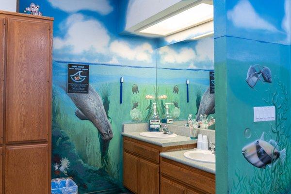 Fun underwater themed office.