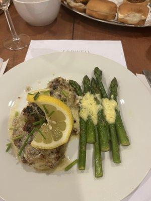 pecan crusted seabass with asparagus,