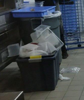 Bin on trash & dirty containers