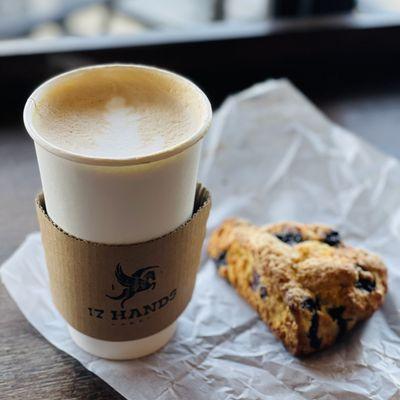 Latte and Blueberry Lemon scone