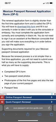 Example of documents required for passport renewal. Look up what you're needing and a list like the above pictured will appear.