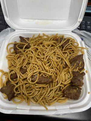 Beef Lo mein, noodles taste plain with no flavor