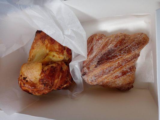 Cheddar & Sausage Brioche and Churro Croissant. "I'll just eat a bite of each" - didn't happen!