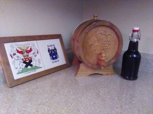 My family Crests, a REAL solid Oak Barrel for aging my fermentations...