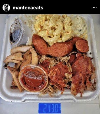 Manteca Eats weighing in The Luau plate from Mr.Biggs