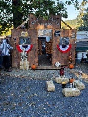 Our neighbors who built a Halloween themed saloon!