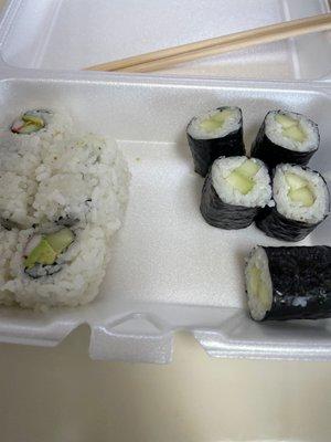 California roll and cucumber roll