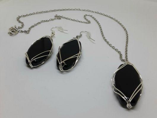 Black Onyx Necklace and Earring Set- For sale on website