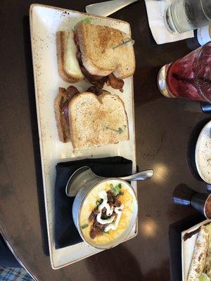 Potato soup and Bacon, Avocado and cheese sandwich