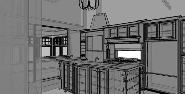 Kitchen AutoCAD rendering - Alpena Lakefront Home