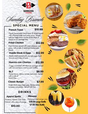 Come by to Bankers Casino and enjoy our Sunday Brunch.