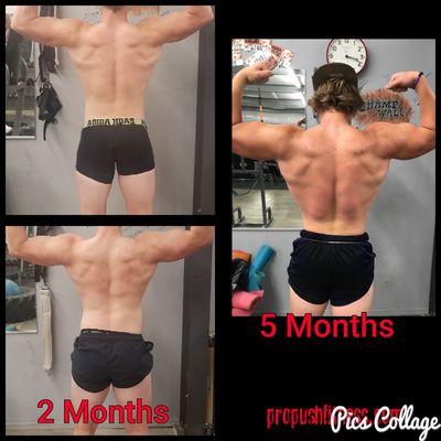 5 month progress picture for percentage training and strength training