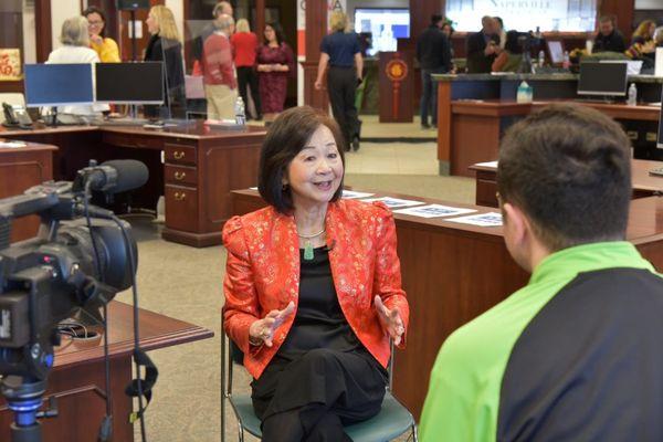 Joe Kennedy interviewing Nancy Chen of Chinese American Women in Action (CAWA)