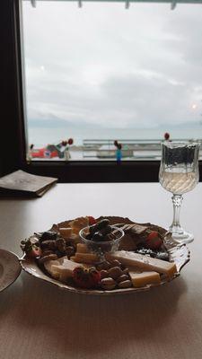 Just The Cheese Plate w/ Gluten Free Crackers and a Pino Grigio