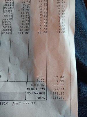 Ridiculous bill for cheapest rubber they sell.