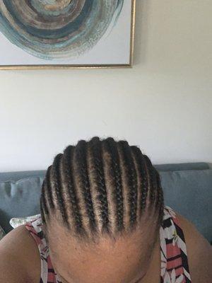 Straight back cornrows.