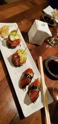 Crispy rice Tuna and Eel sushi