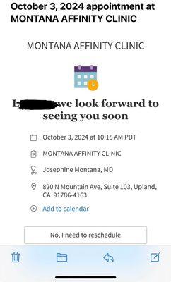 Useless appointment confirmation