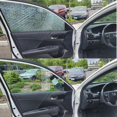 Driver side window replacement. 2015 Honda accord. We specialize in car window replacements!