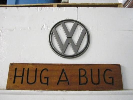 Volkswagen holds a special place in the shop's history, earning it's emblem the wall space it deserves