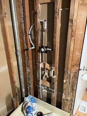 New shower valve and pan