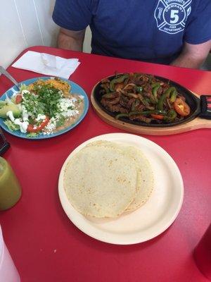 Beef fajitas with homemade corn totillas