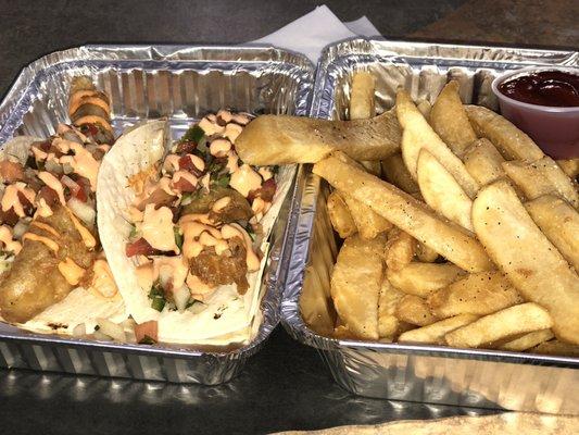 Fish Tacos & Steak Fries