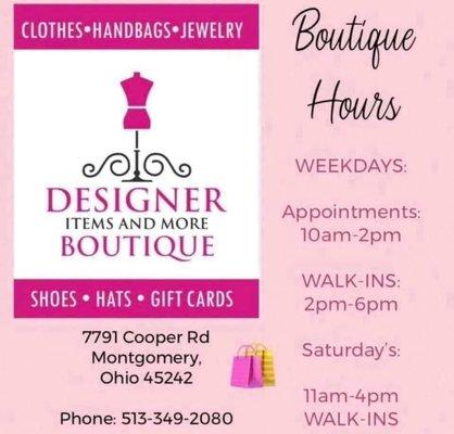 Boutique Business Hours