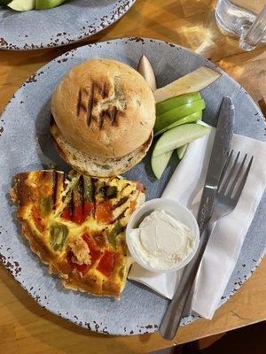 Daily quiche with rosemary/thyme bagel