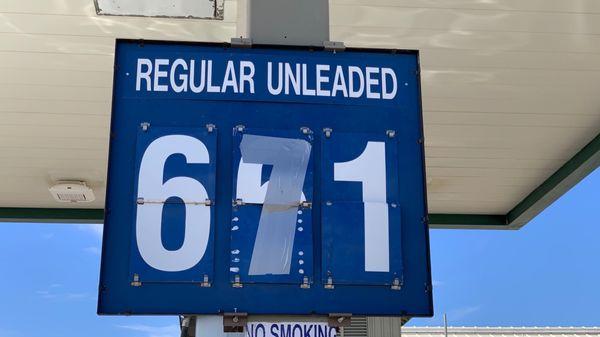 March 2022 $6.71 is a bargain compared to furnace creek at $8 plus per gallon