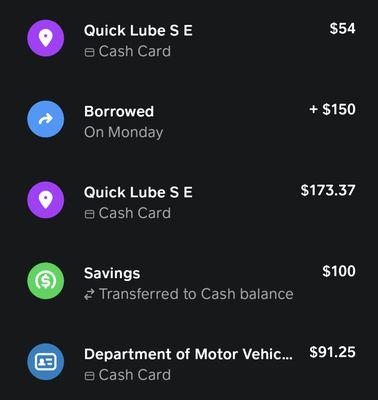 Proof the receipts are only for the oil change, emissions, and air filters. DMV fee paid separately.