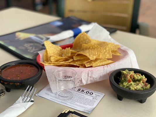 Chips salsa Guacamole