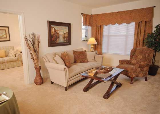 The living room in an apartment in our senior living community in Williamsburg.