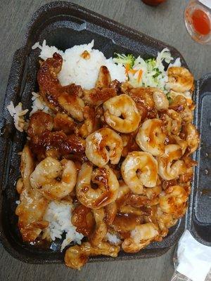 Shrimp & chicken teriyaki. Delish!